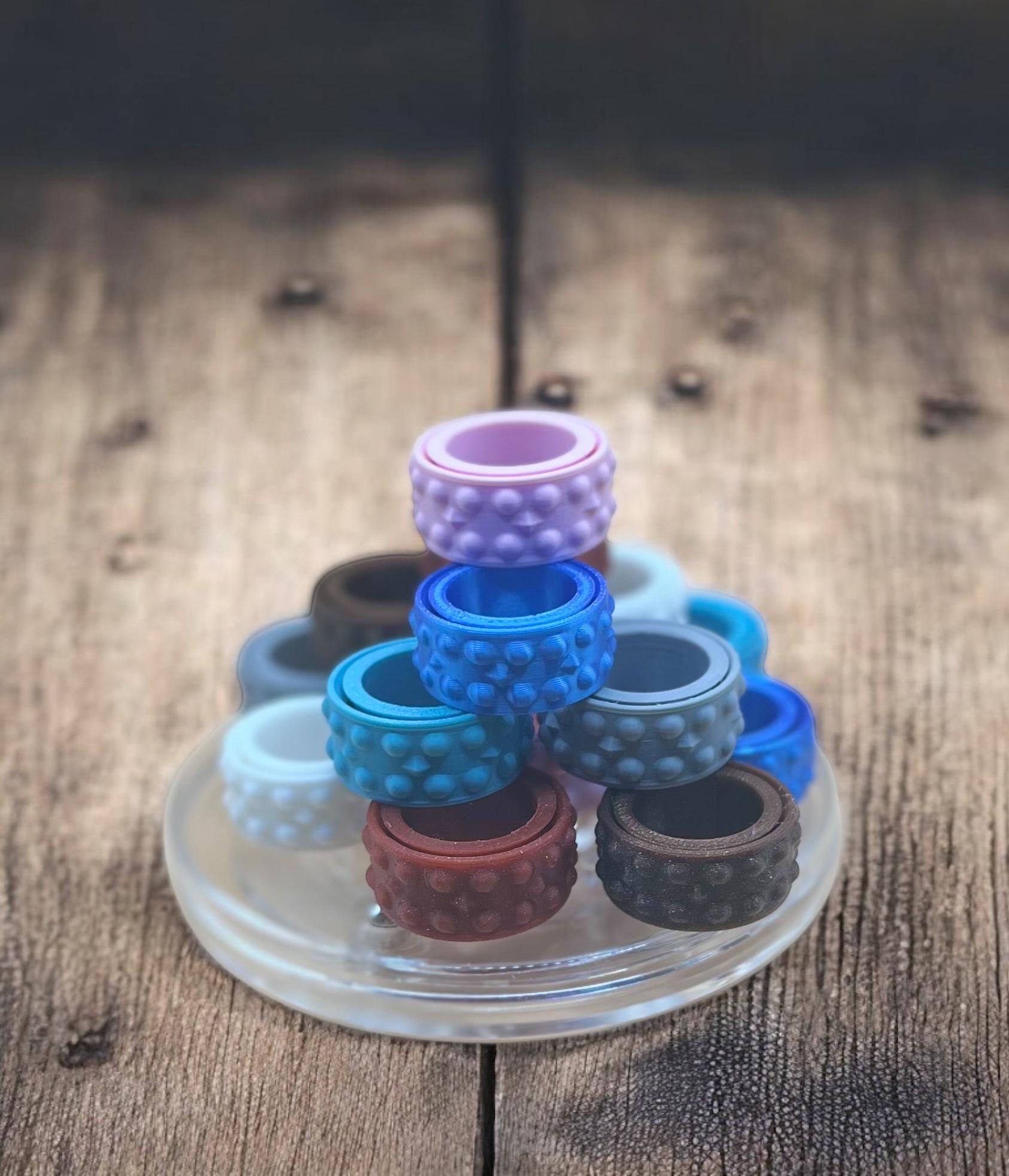 4 Pack Spinner Ring Fidget | 3D-Printed Fidget Ring for Stress Relief | Durable and Smooth Fidget Rings for Anxiety & Focus