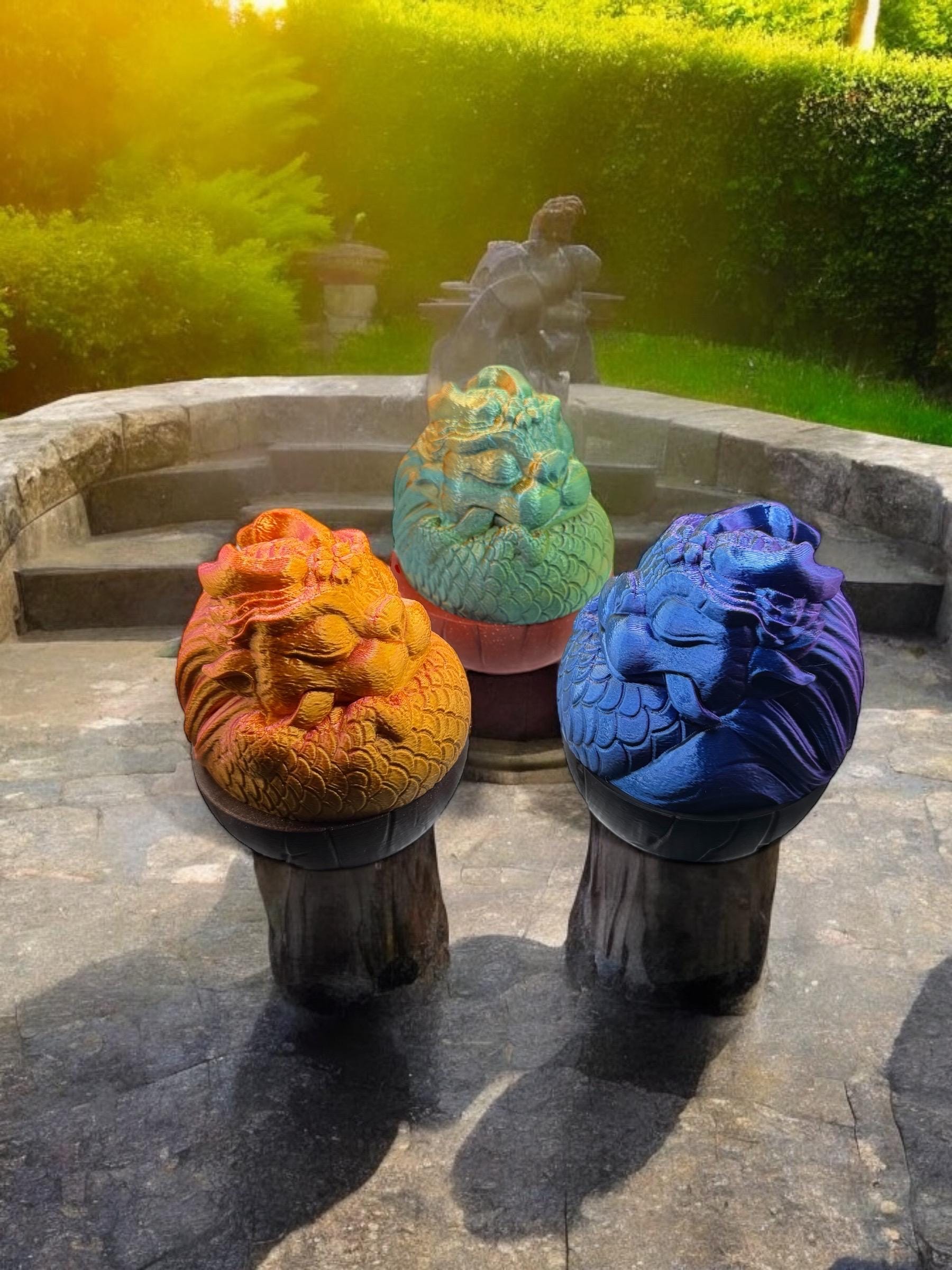 3D-Printed Dragon Egg | Sleeping Dragon Egg | Fantasy Dragon Decor, Collectible Gift, Dragon Lover’s Home Decor