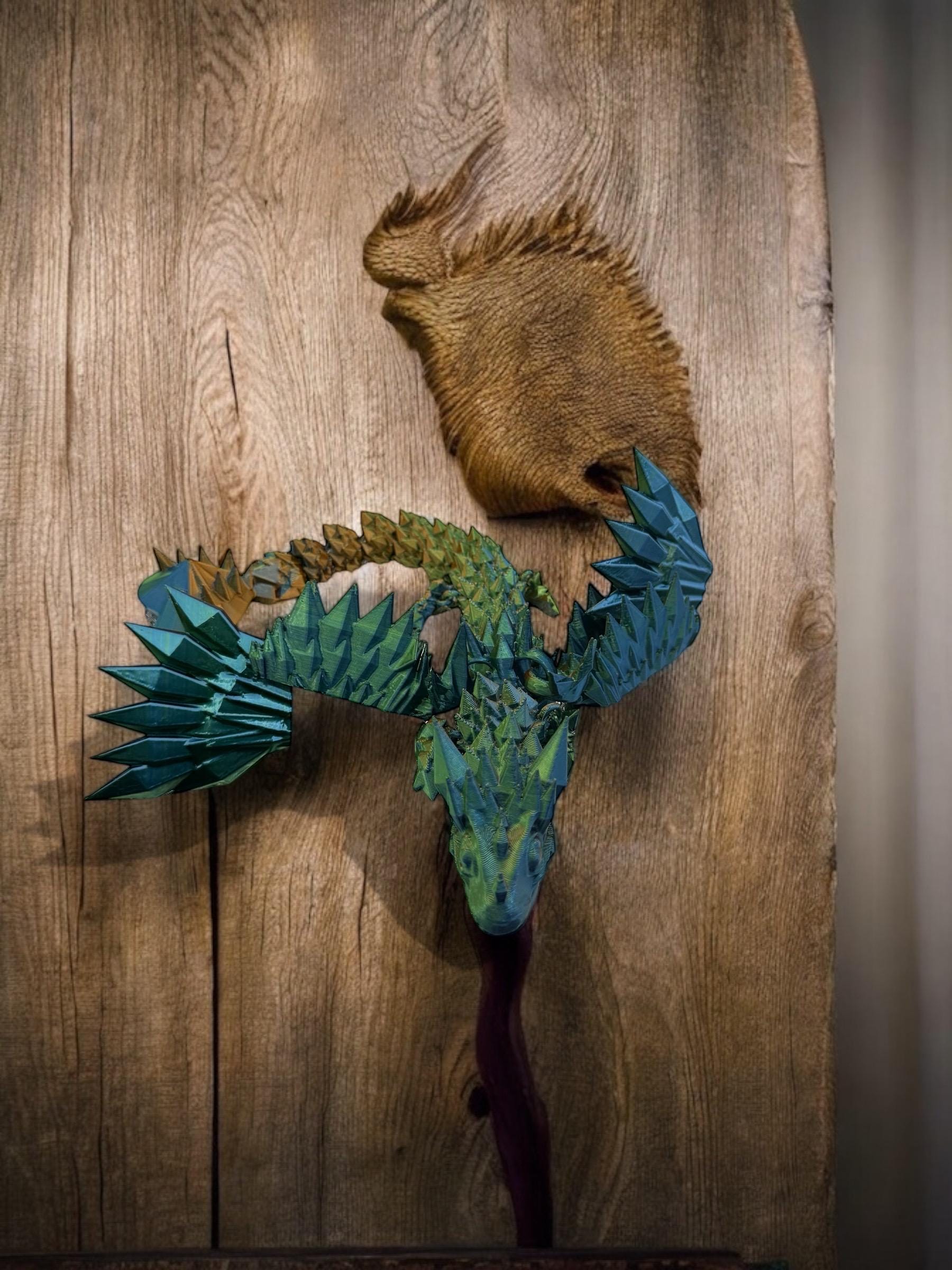3D Printed Winged Crystal Dragon Figurine - Fantasy Decor, D&D Gift
