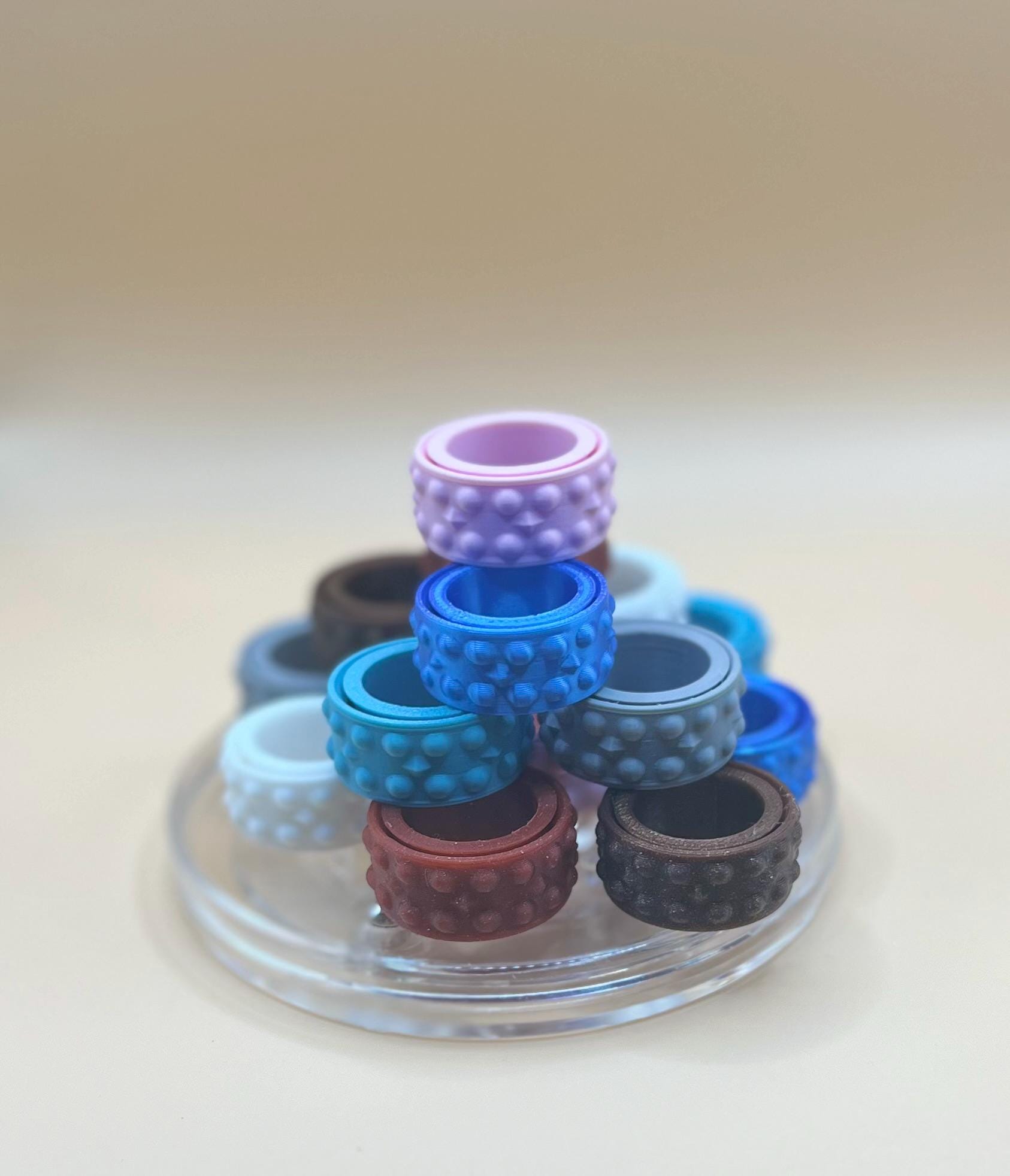 4 Pack Spinner Ring Fidget | 3D-Printed Fidget Ring for Stress Relief | Durable and Smooth Fidget Rings for Anxiety & Focus