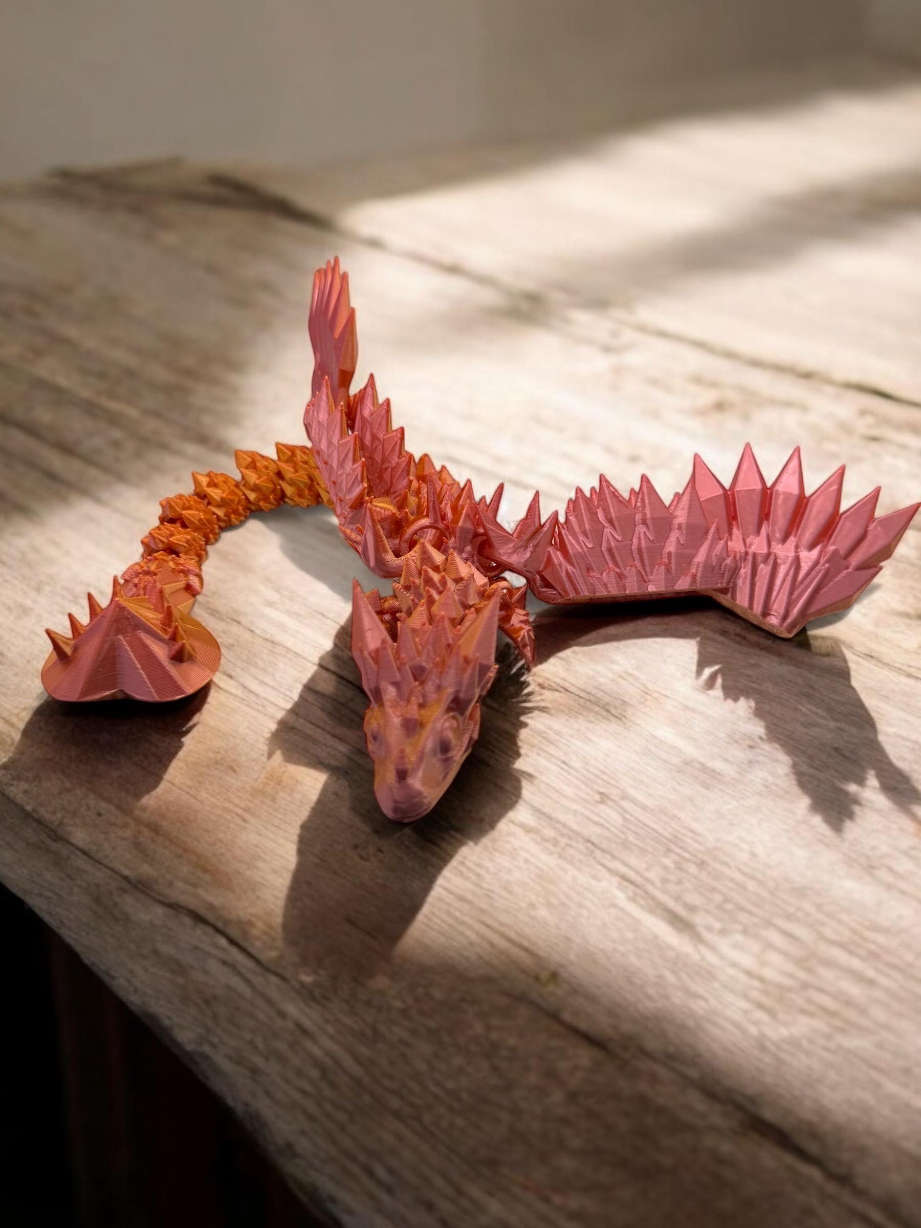 3D Printed Winged Crystal Dragon Figurine - Fantasy Decor, D&D Gift