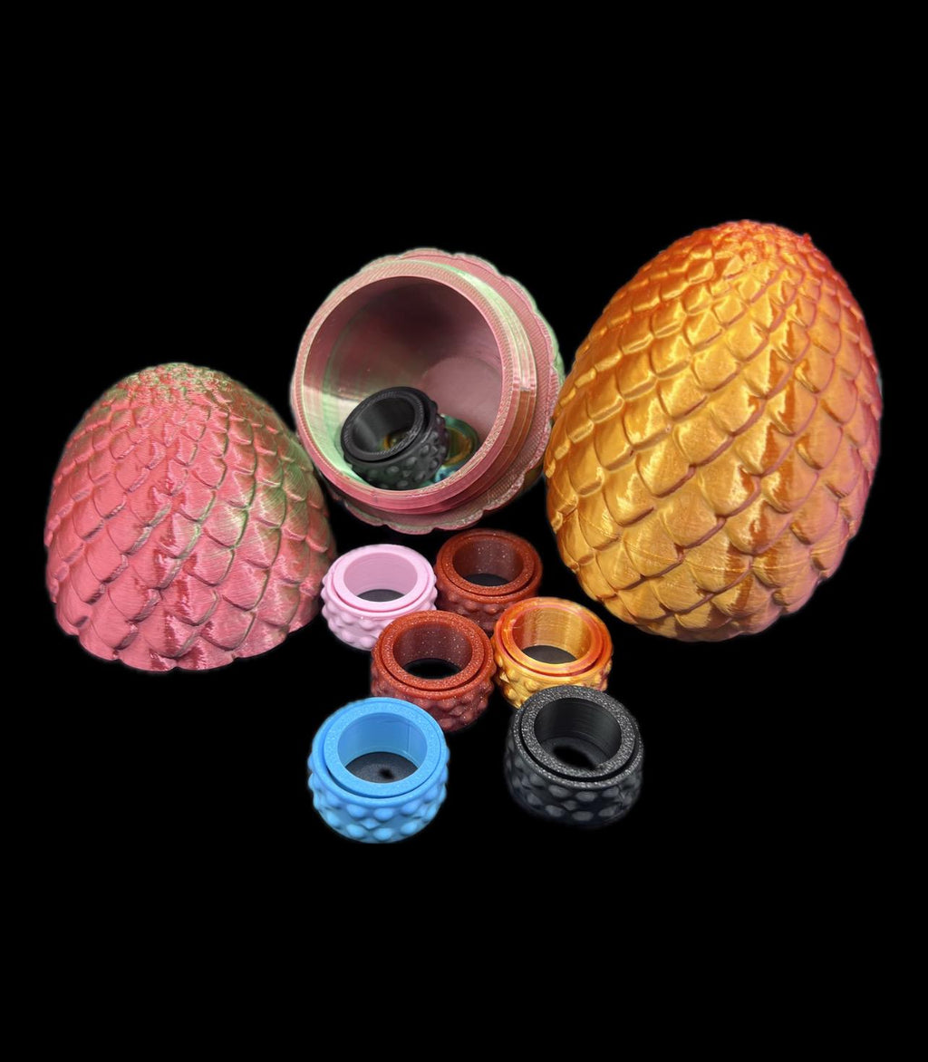 Spinner Ring Fidget & Dragon Egg Value Pack | 3D-Printed Fidget Toys | Stress Relief Gift Set