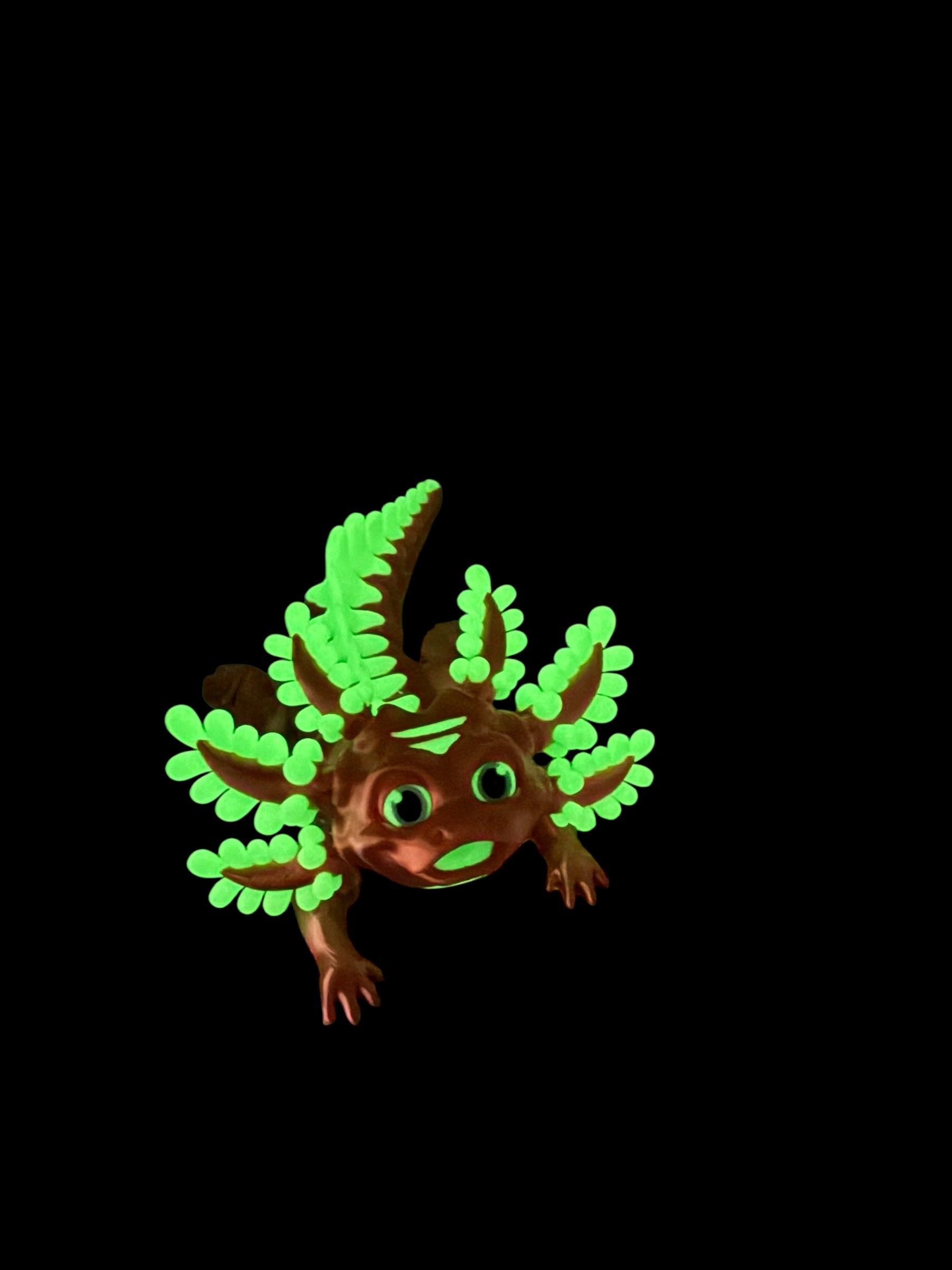 3D Printed Flexible Axolotl – 7” Articulated Salamander Toy with Glow in the Dark Accents | Poseable Fidget & Desk Decor | Made in USA