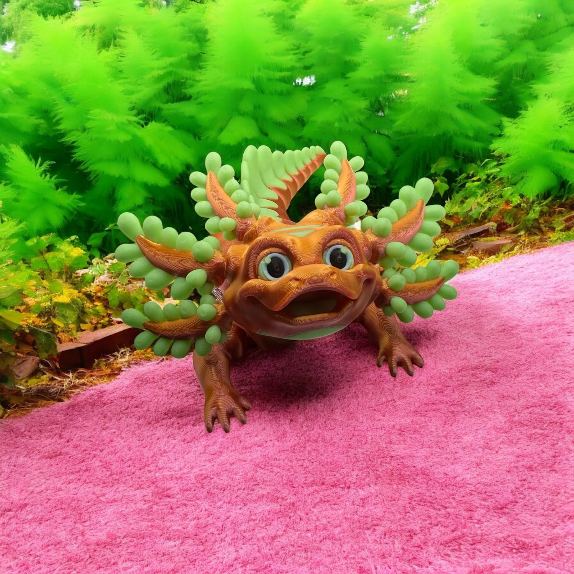 3D Printed Flexible Axolotl – 7” Articulated Salamander Toy with Glow in the Dark Accents | Poseable Fidget & Desk Decor | Made in USA