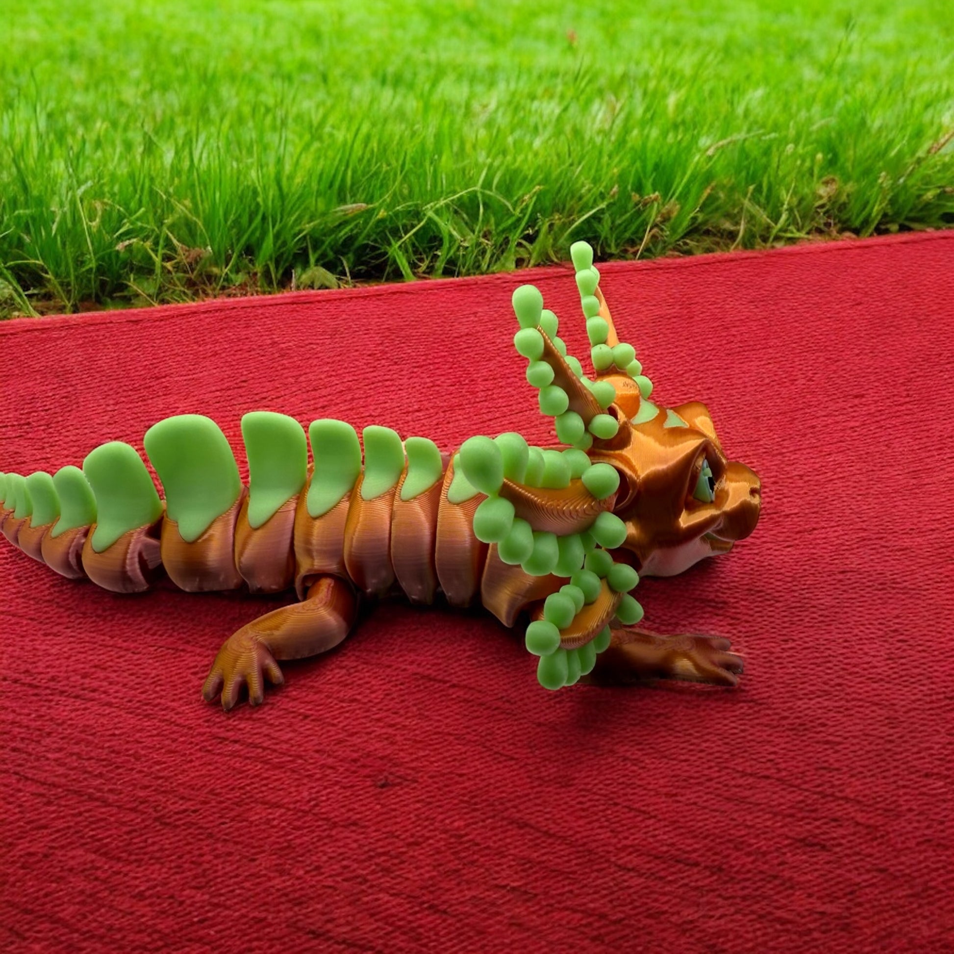 3D Printed Flexible Axolotl – 7” Articulated Salamander Toy with Glow in the Dark Accents | Poseable Fidget & Desk Decor | Made in USA