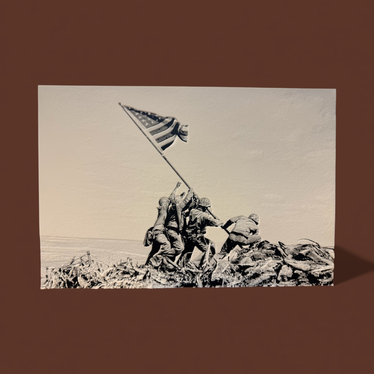 Iconic Iwo Jima Flag Raising 3D Printed Sculpture – Hue Forge FDM Full Color Print | Patriotic Marine Corps Memorial Art
