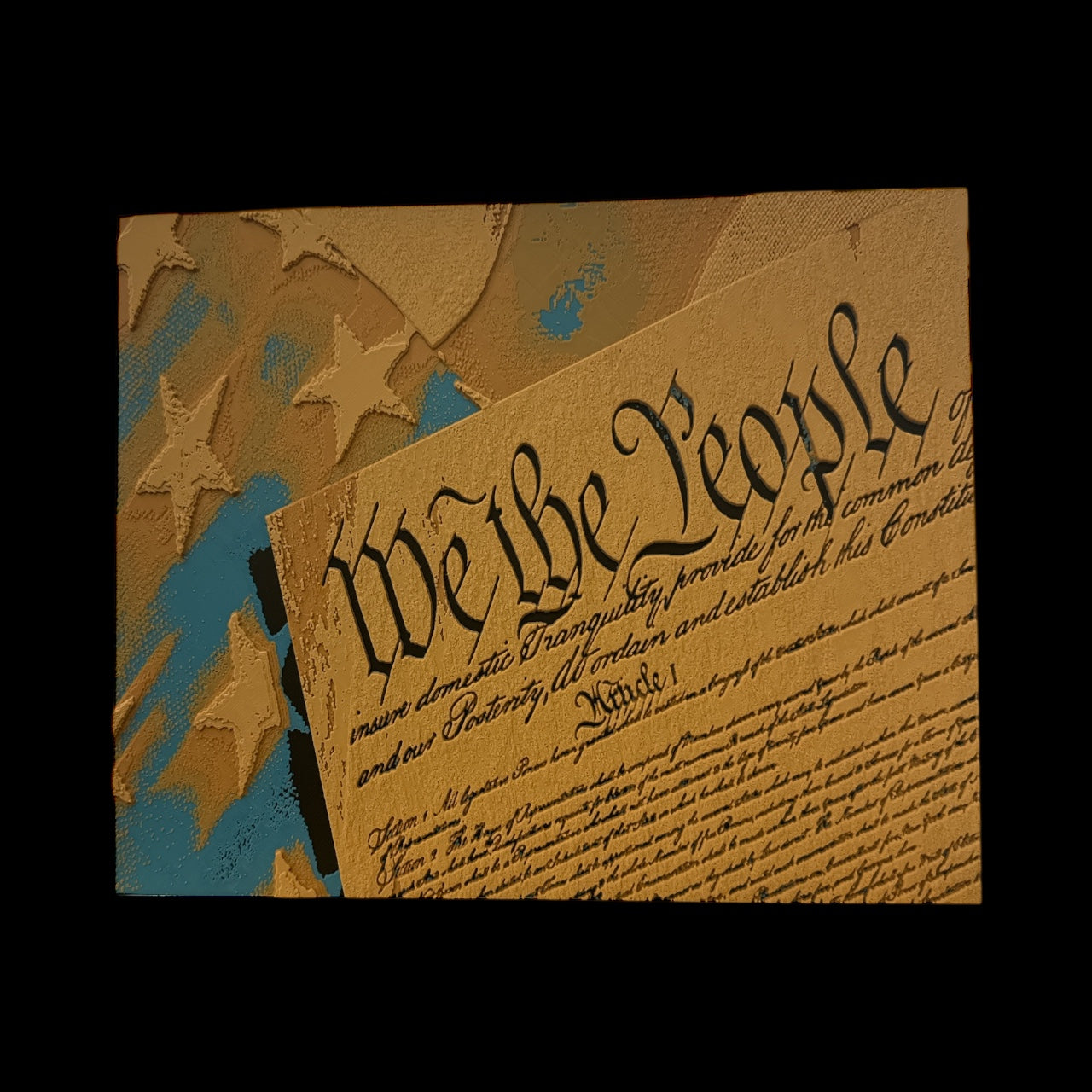 Patriotic US Constitution Parchment Poster - Vintage American Founding Document Wall Art Print, We the People Declaration of Independence Inspired Decor for Home Office Classroom (3D Printed)