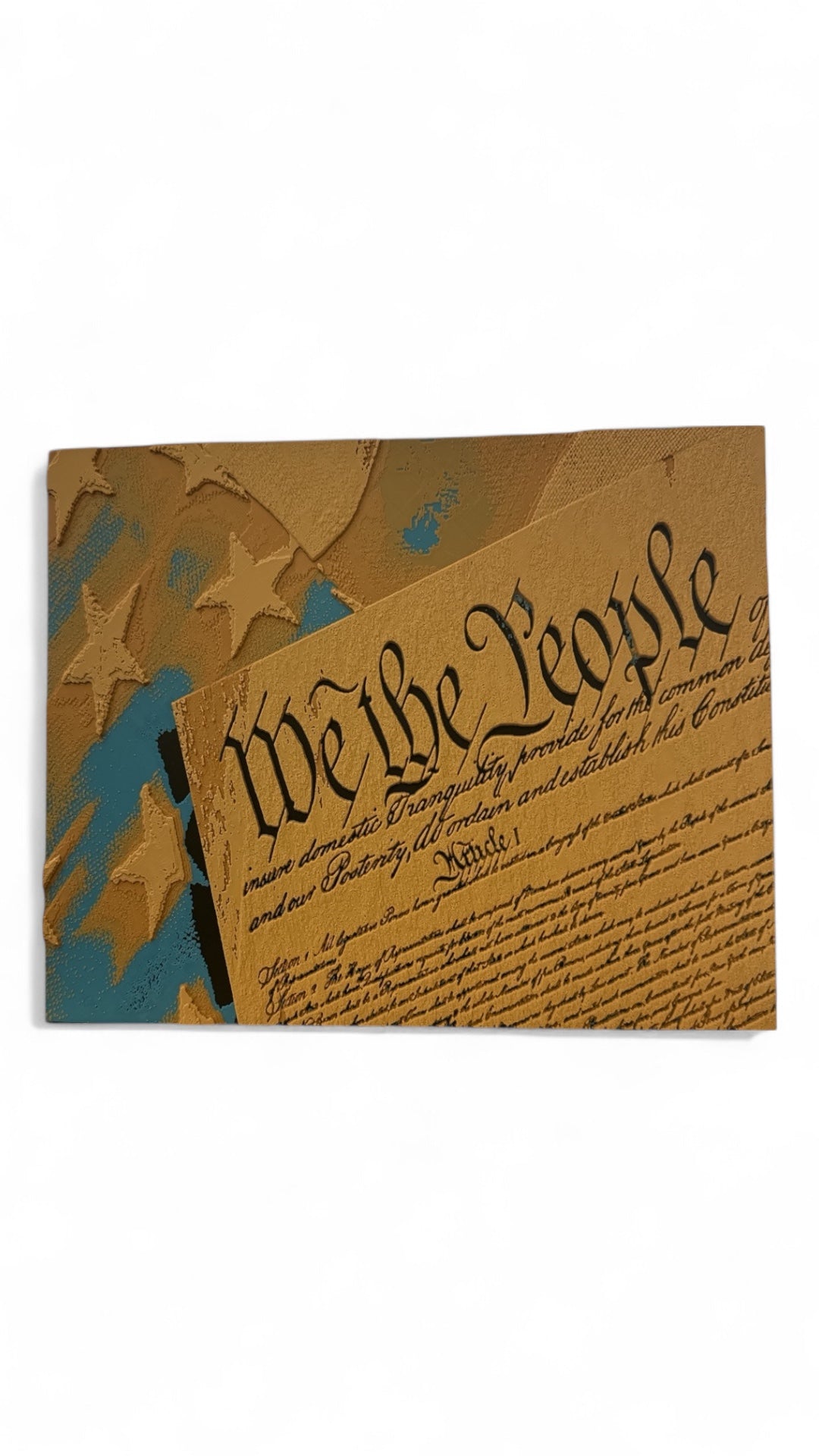 Patriotic US Constitution Parchment Poster - Vintage American Founding Document Wall Art Print, We the People Declaration of Independence Inspired Decor for Home Office Classroom (3D Printed)