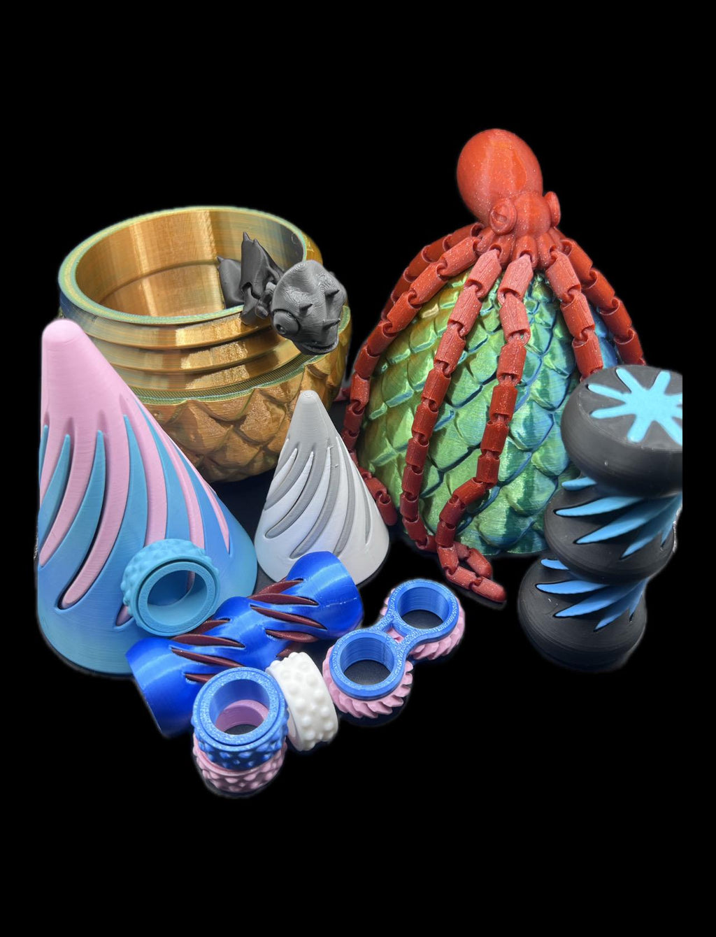 Ultimate 3D-Printed Fidget Value Bundle | Variety Pack of Stress Toys