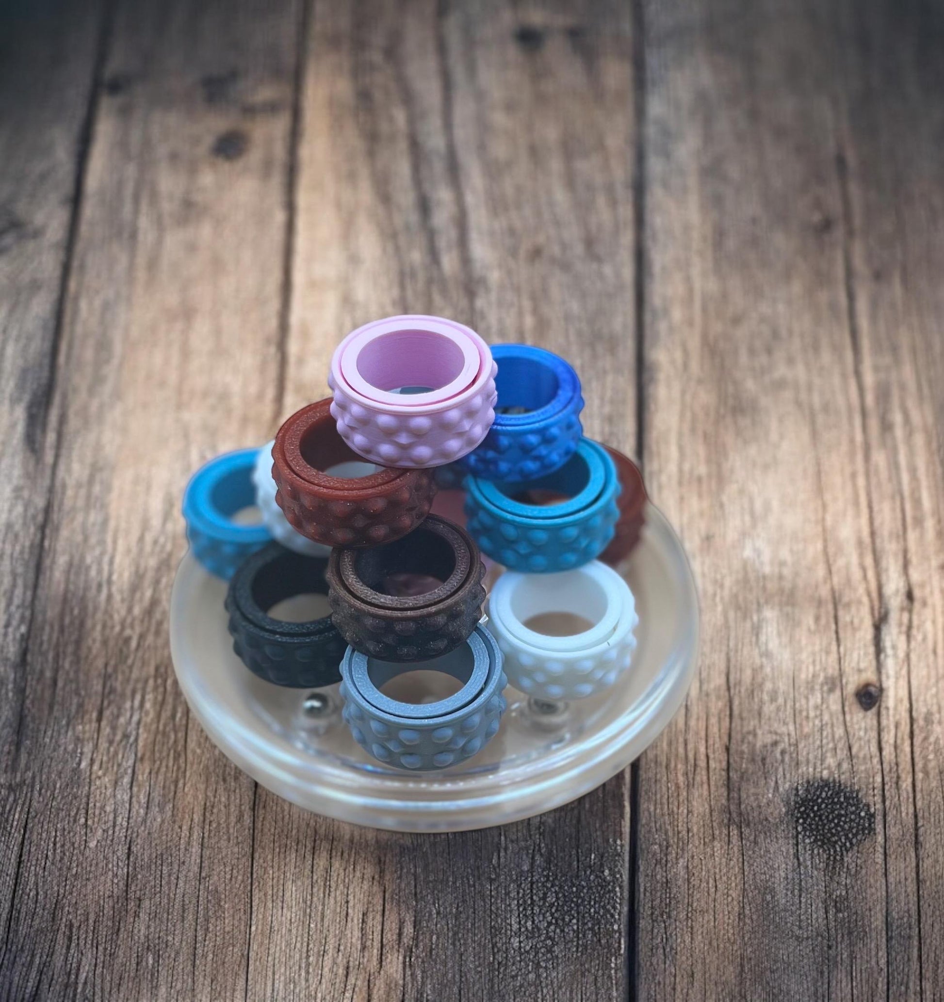 4 Pack Spinner Ring Fidget | 3D-Printed Fidget Ring for Stress Relief | Durable and Smooth Fidget Rings for Anxiety & Focus