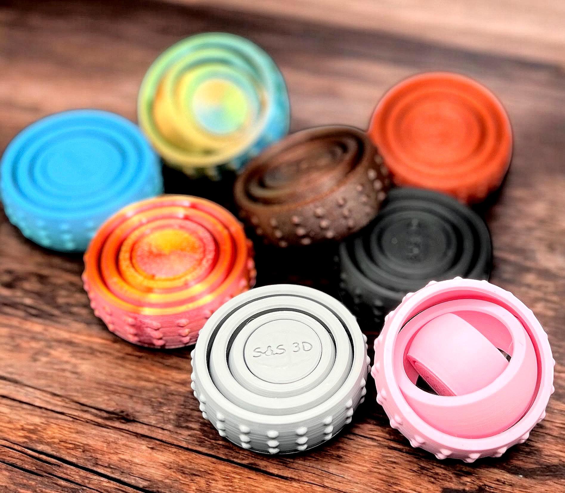 Gyro Spinner Fidget Bundle of Three– 3D-Printed Stress Relief Toys with Optional Dragon Egg Storage
