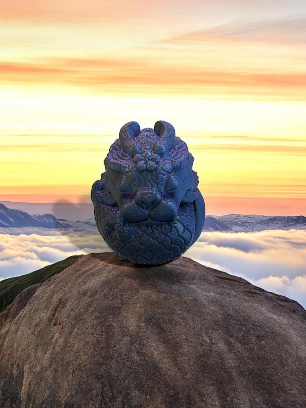 3D-Printed Dragon Egg | Sleeping Dragon Egg | Fantasy Dragon Decor, Collectible Gift, Dragon Lover’s Home Decor