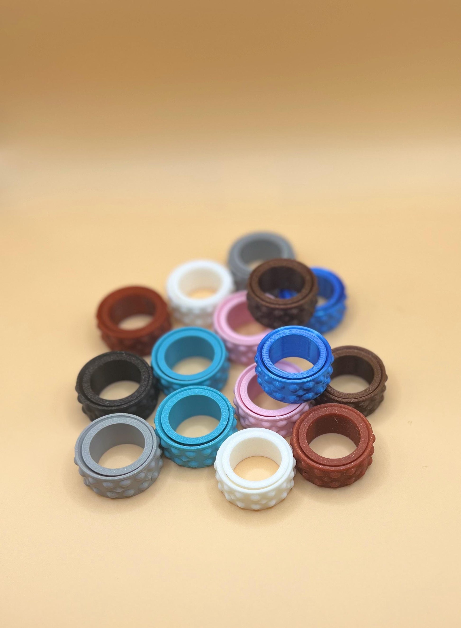 4 Pack Spinner Ring Fidget | 3D-Printed Fidget Ring for Stress Relief | Durable and Smooth Fidget Rings for Anxiety & Focus
