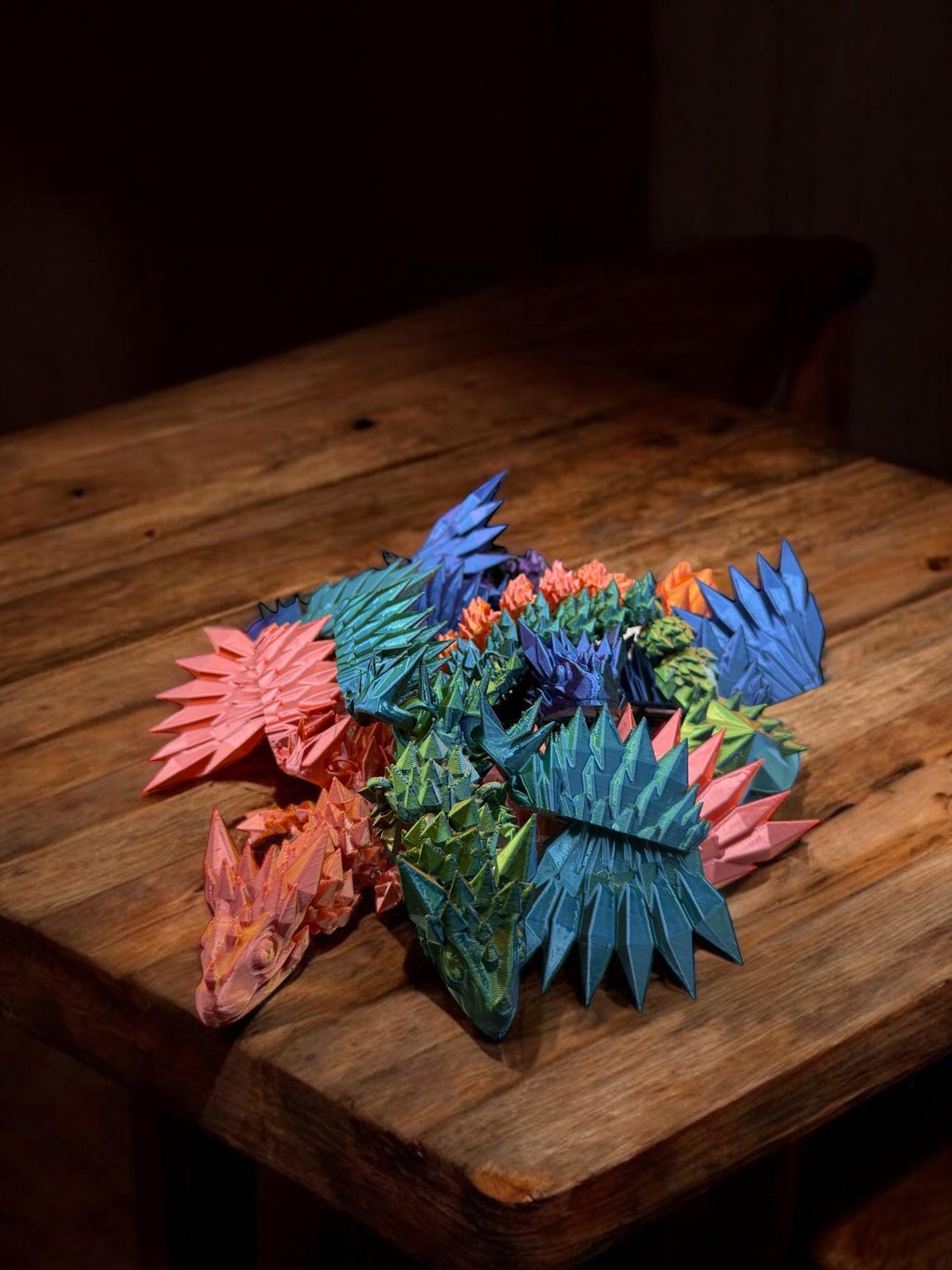 3D Printed Winged Crystal Dragon Figurine - Fantasy Decor, D&D Gift